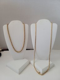 Love These! Vintage Monet Gold Tone Rope And Link Necklaces HEAVY! Excellent Condition