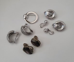 Vintage Monet Silver Tone Jewelry Lot Incl. Abalone Excellent Condition