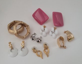 Vintage Napier Earring Lot Those Rose Colored Ones! Excellent Condition