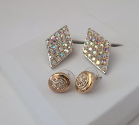 Sparkle Sparkle! Vintage Signed Emmons Rainbow AB And Roman Crystal Earrings Great Condition