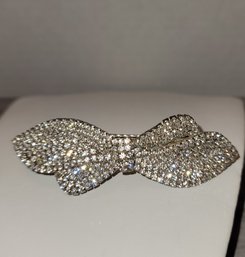 The Prettiest Barrette Ever! Vintage Prong Set Rhinestone Bow Barrette Excellent Condition