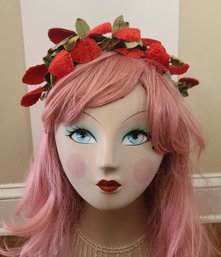 AAHHH OBSESSED 1950s Felt Strawberry Hat Headband