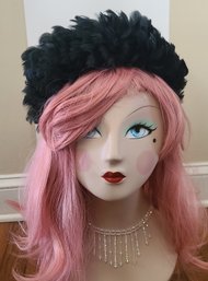 Excellent Vintage Black Feather Hat Made In Yugoslavia