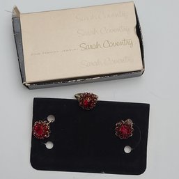 Vintage Sarah Coventry Earring And Ring Set In Box