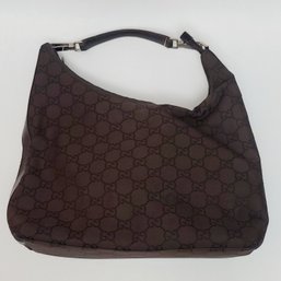 WELL HELLO Authentic Gucci Signature Logo Canvas Hobo Bag Purse