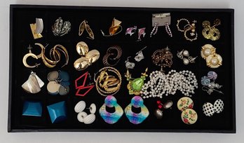 Display Tray Filled With Vintage Pierced Earrings