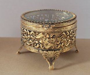 Vintage MCM Hollywood Regency Gold Tone Ormalu Jewelry Box Great Condition