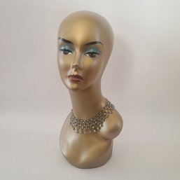 Gold Tone Jewelry Or Hat Display Head