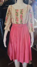 SO CUTE 1960s Maggie Stover Floral And Pink Dress