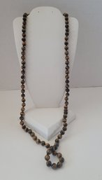 Vintage Hand Knotted Tiger's Eye Beaded Necklace Excellent Condition