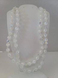 Vintage Signed Laguna Crystal And Glass Double Strand Necklace Great Condition