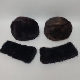 Excellent Condition Vintage Mink Hats And Ear Muffs