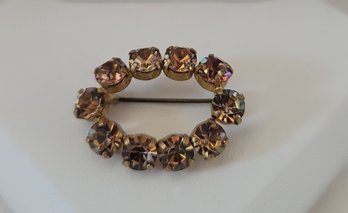 Gorgeous Vintage Topaz Aurora Borealis Petite Brooch Made In Germany Excellent Condition