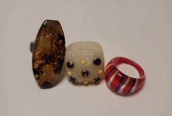 Ultra Cool Vintage Lucite Ring Lot Excellent Condition Sizes 6 1/2-7 1/2