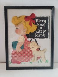 Vintage 60s Irmi Nursery Original Mary Had A Little Lamb Felt And Fabric Print Great Condition