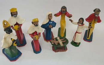 Terracotta Handmade Nativity Figurines Signed Cicera