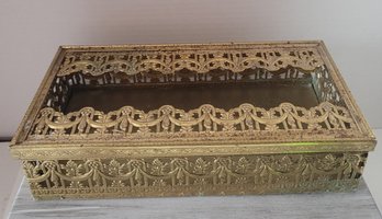 Vintage MCM Hollywood Regency Ormolu Tissue Box Holder Good Condition