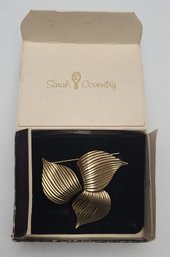 HUGE Vintage Sarah Coventry Gold Tone Brooch With Original Box