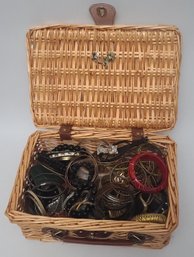 Wicker Basket Filled With Bracelets