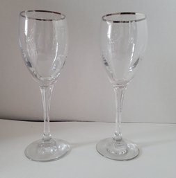 NWOT Gorham Crystal And Platinum Wine Glasses Excellent Condition