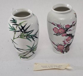 Vintage Vases From Hong Kong Gorgeous Hand Painting!