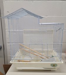 For Your Feathered Friends! White Metal Birdcage Great Condition