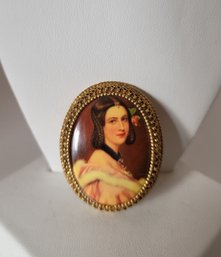 Vintage 60s Signed Florenza Victorian Picture Brooch Great Condition