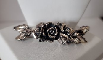 Very Vintage Beautiful Artisan Crafted Sterling Rose Brooch Excellent Condition