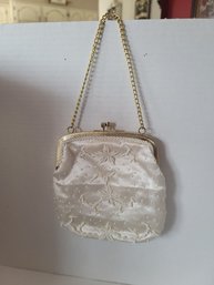 Beautiful Vintage MC Walborg Ivory Hand Beaded Evening Bag Hong Kong Great Condition