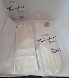 Gorgeous Vintage MC NOS Taunton & Thorne Mid Length Ivory Doeskin Gloves 7.5 Excellent Condition