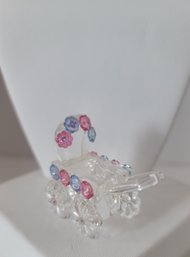 The Perfect Gift For The Mommy To Be! Vintage Signed Iris Arc Crystal And Rhinestone Baby Stroller Figurine