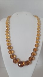 Gorgeous MC Honey Amber Faceted Czech Glass Necklace Excellent Condition