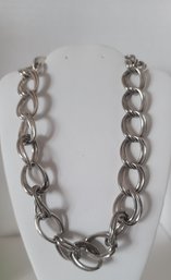 Vintage Signed Erwin Pearl Chunky Double Link Silver Tone Necklace Excellent Condition