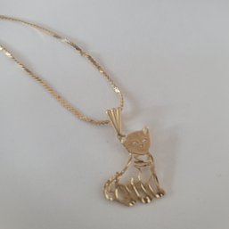 Are You Kitten Me! Michael Anthony 14kt Gold Diamond Cut Kitty Pendant And Italian Chain