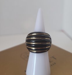 Milor Of Italy Carved Onyx And 14kt Gold Dome Ring Size 6 Excellent Condition