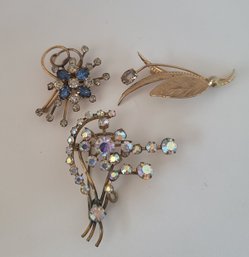 Beautiful Stuffs Here! Vintage 40s-50s Austrian Crystal, 12kt Gf And Rhinestone Brooch Lot Good To Excellent