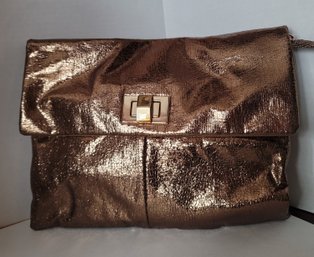 Look At That Shine! Like New Melie Bianco Copper Colored Large Clutch With Two Different Straps Excellent Cond