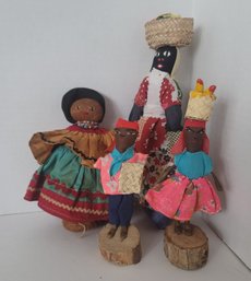 Vintage 40s-50s Handmade Doll Collection Including Seminole And Jamaican All In Great Condition