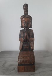 Vintage 60s Hand Carved Wood Thai Buddha Wood Figurine Excellent Condition