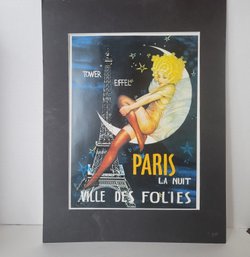 Vintage Repro Matted Paris La Nuit Art Poster