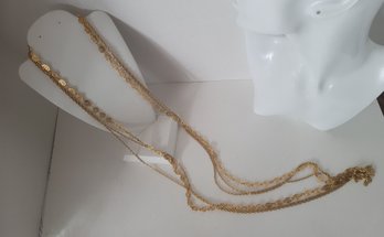 Gorgeous Vintage Monet Triple Strand Gold Tone Necklace 24in! Excellent Condition