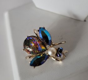 BZZZZ The Prettiest Vintage AB Rhinestone Bumble Bee Brooch Ever! Excellent Condition