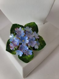 Beautiful Vintage 70s Cara China Staffordshire Porcelain Forget-Me-Not Brooch Excellent Condition