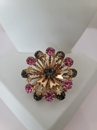 Beautiful Vintage 40s-50s Grey And Pink Snowflake Brooch Excellent Condition