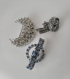 Vintage MC Rhinestone Brooch Lot That Blue! Excellent Condition