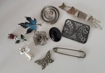 Antique/Vintage Silver Tone (sterling?) Brooch Lot Incl Danecraft Great To Excellent Condition