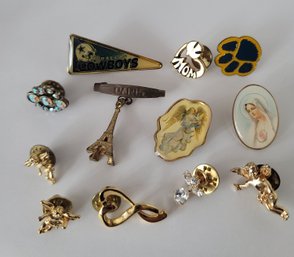 Vintage Tac Pin And Souvenir Paris Pin Lot Incl 1987 Dallas Cowboys Good To Excellent Condition