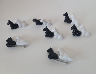 That's A Whole Lotta Scottys! Vintage Celluloid Scottish Terrier Pin Lot Great Britain Excellent Condition