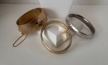 Vintage 50s Hinged Bracelet Lot Incl. Carl Art And Whiting & Davis Great Condition