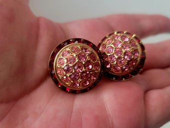 Gorgeous Vintage 40s-50s Coro Rhinestone Button Earrings Excellent Condition